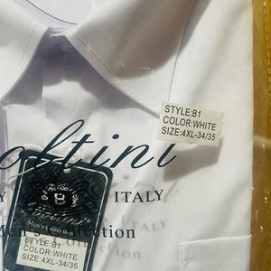 White Boltini Italy Men's Collection Long Sleeve Dress Shirts Convertible Cuffs.